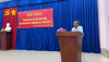 Đ/c Nguyễn Thành Thiện – Trưởng phòng Tư pháp – Báo cáo viên pháp luật thị xã triển khai tại hội nghị