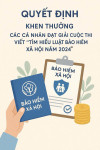 Quyết định về việc khen thưởng các cá nhân đạt giải cuộc thi viết “Tìm hiểu Luật Bảo hiểm xã hội năm 2024” trên địa bàn tỉnh Tây Ninh