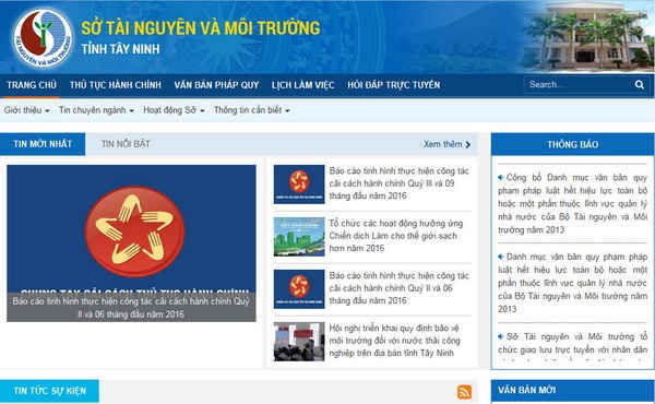 Niêm yết công khai Bộ thủ tục hành chính trên Trang thông tin điện tử  (nguồn https://baotainguyenmoitruong.vn)