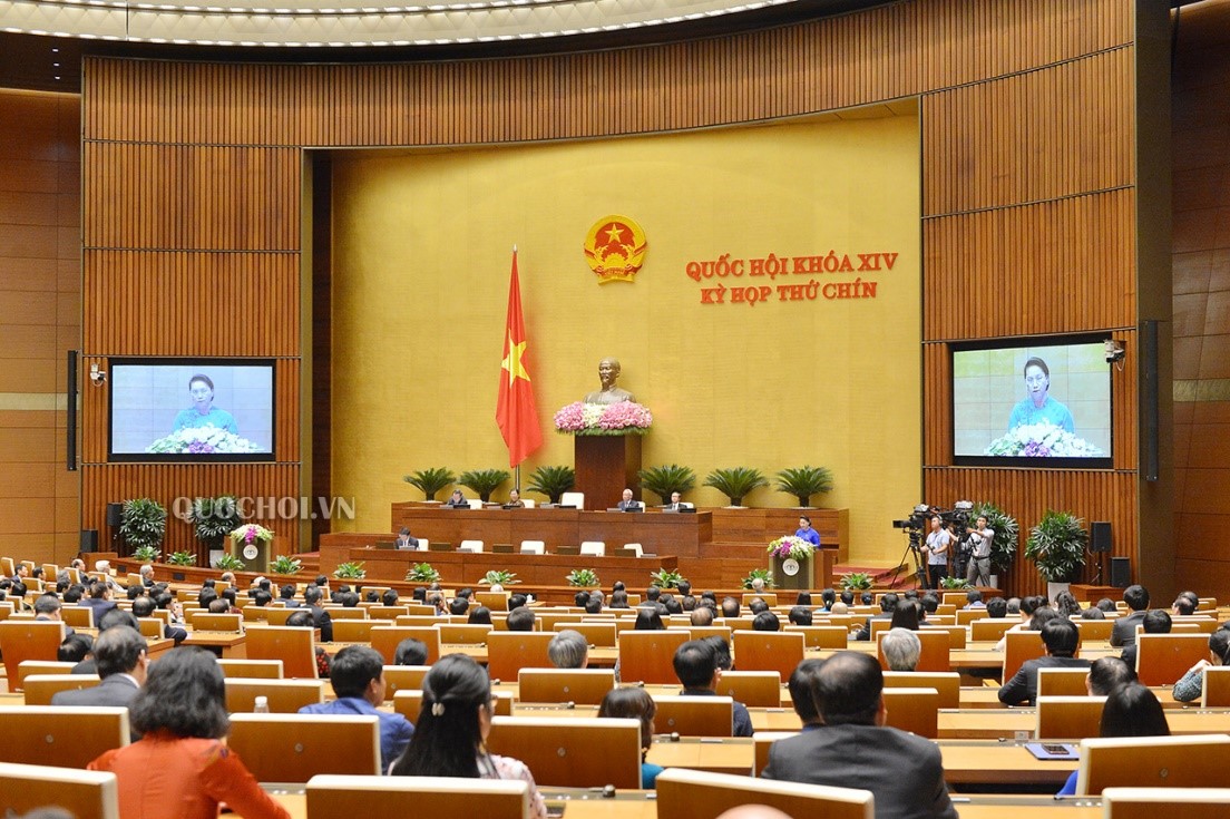 (Kỳ họp thứ 9 Quốc hội khóa XIV đã biểu quyết thông qua Luật Thanh niên năm 2020. Ảnh: Quochoi.vn)
