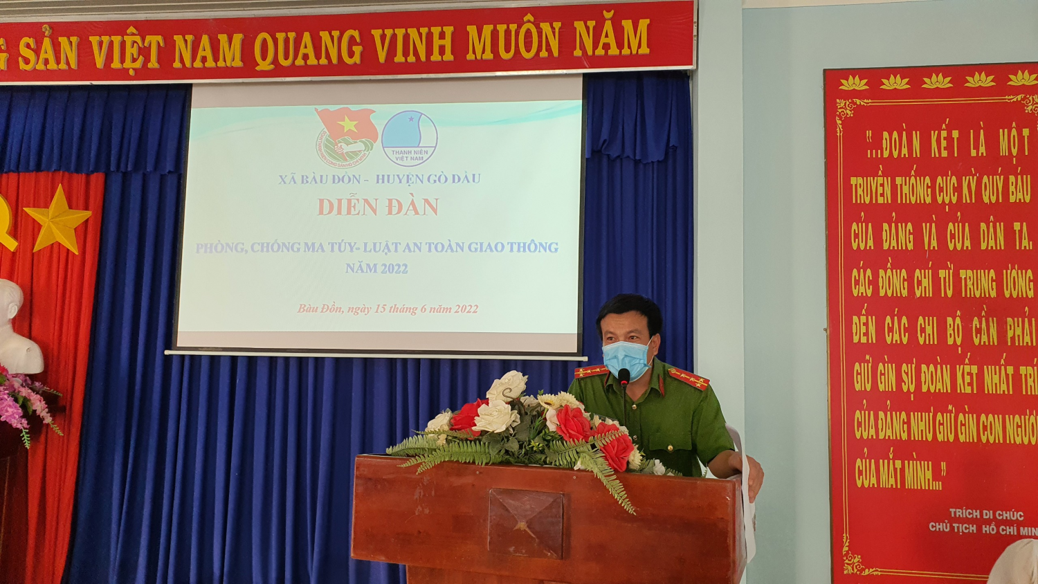 UBND xã Bàu Đồn tổ chức diễn đàn tuyên truyền, phổ biến pháp luật về phòng, chống ma túy và luật an toàn giao thông