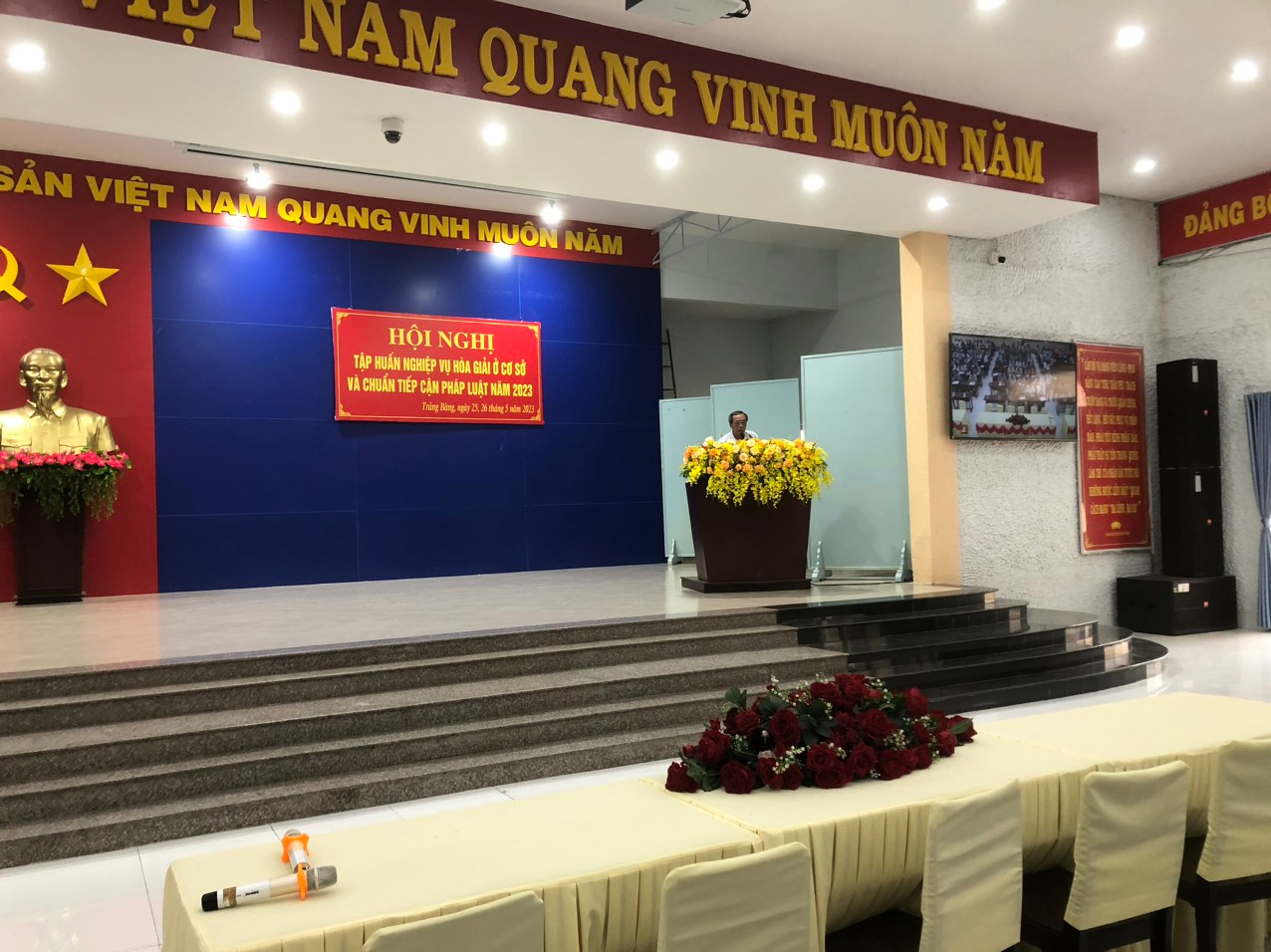 Đ/c Nguyễn Thành Thiện, Trưởng Phòng Tư pháp – Phát biểu khai mạc hội nghị