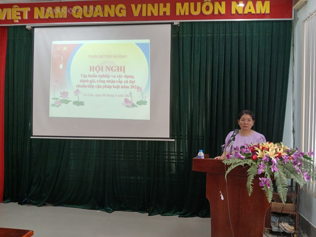 Ủy ban nhân dân huyện Gò Dầu tổ chức Hội nghị tập huấn nghiệp vụ xây dựng, đánh giá, công nhận cấp xã đạt chuẩn tiếp cận pháp luật