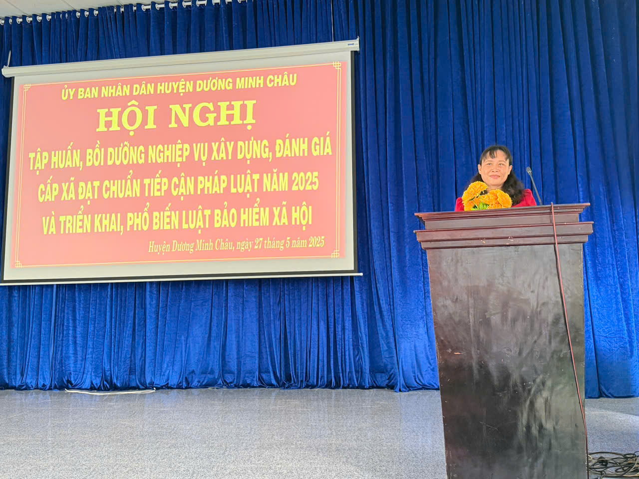 Huyện Dương Minh Châu tổ chức hội nghị  tập huấn, bồi dưỡng nghiệp vụ xây dựng, đánh giá cấp xã đạt chuẩn tiếp cận pháp luật năm 2025 và triển khai, phổ biến luật bảo hiểm xã hội